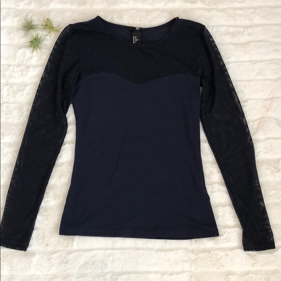 H&M Tops - H&M Sheer Polk-a-Dot Top
